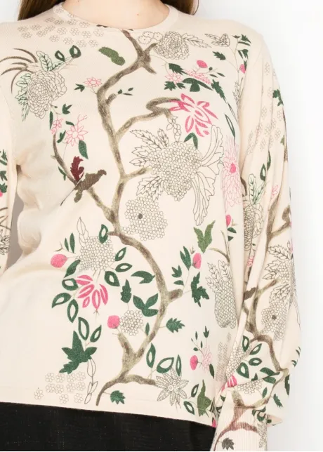 Soft Garden Vine Print Pullover