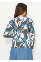 Abstract Blue Black Crew Neck Sweater