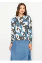 Abstract Blue Black Crew Neck Sweater