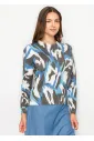 Abstract Blue Black Crew Neck Sweater