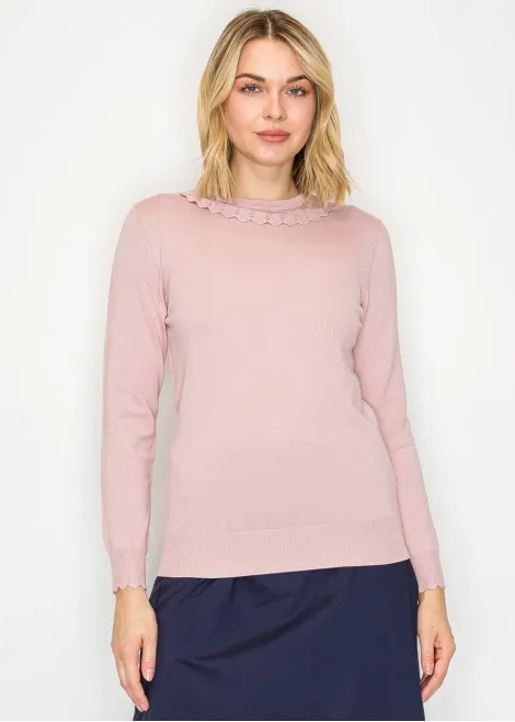 Soft Pink Trim Detail Pullover