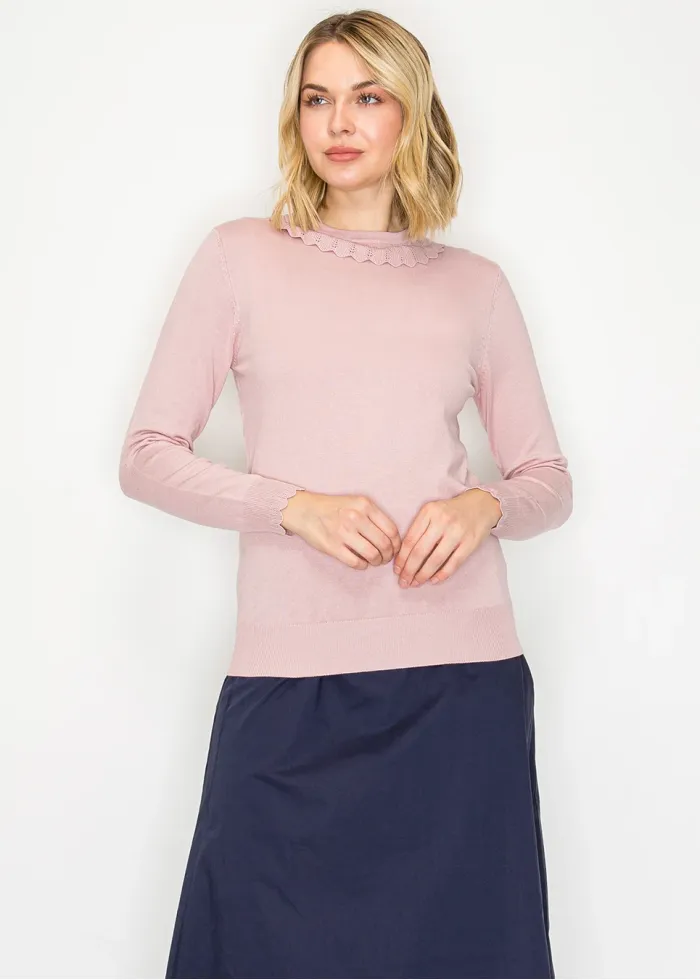 Soft Pink Trim Detail Pullover