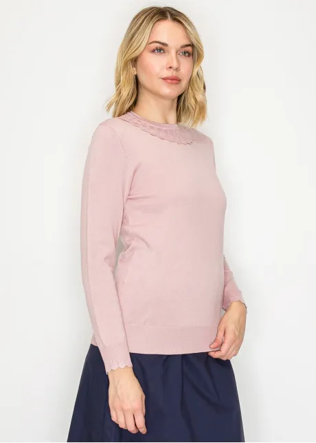 Soft Pink Trim Detail Pullover