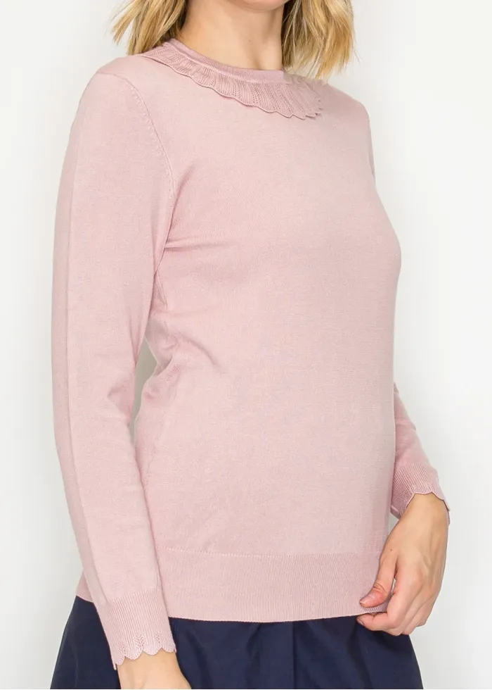 Soft Pink Trim Detail Pullover