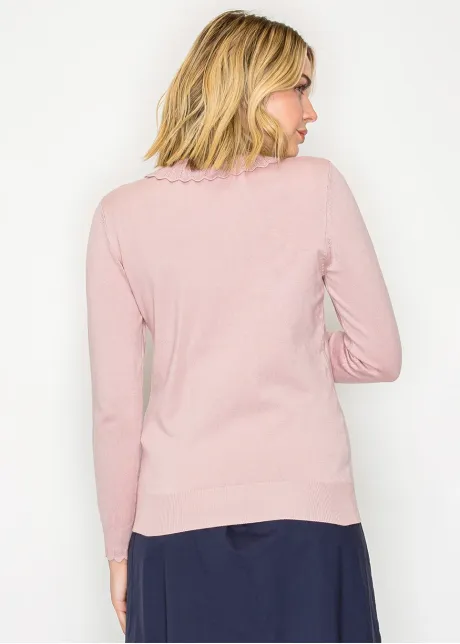 Soft Pink Trim Detail Pullover