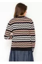Chevron Stripe Sweater in Black & Pink