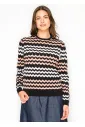 Chevron Stripe Sweater in Black & Pink