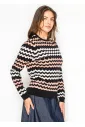 Chevron Stripe Sweater in Black & Pink