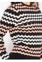 Chevron Stripe Sweater in Black & Pink