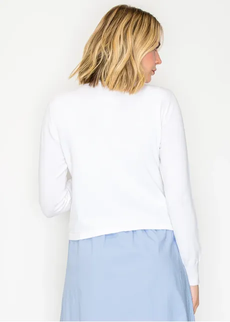 Rainbow Bow Detail White Knit Sweater