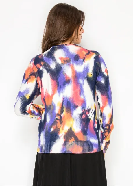 Painterly Abstract Multi Knit Sweater