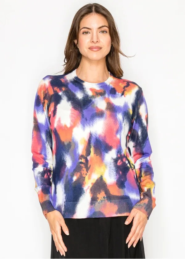 Painterly Abstract Multi Knit Sweater