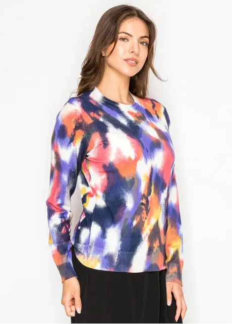 Painterly Abstract Multi Knit Sweater