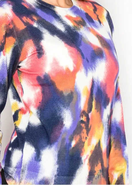 Painterly Abstract Multi Knit Sweater