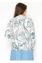 White Crew Neck Sweater — Painterly Floral Print