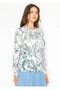 White Crew Neck Sweater — Painterly Floral Print