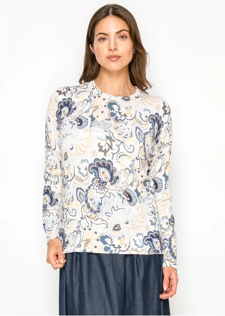 Elegant Blue Paisley Everyday Top