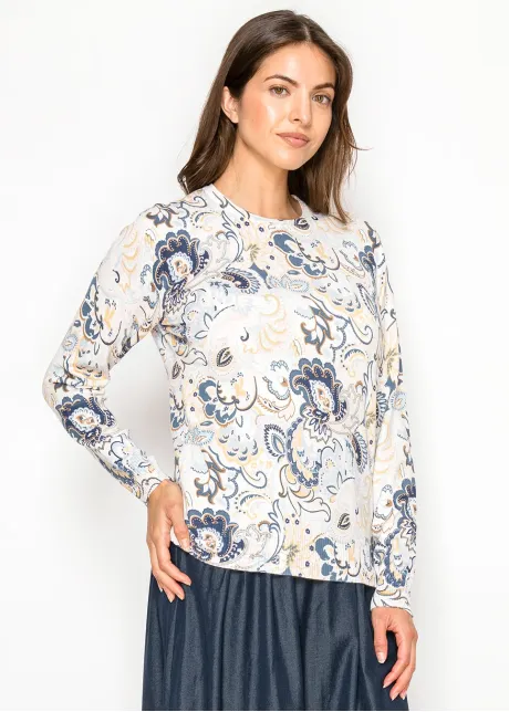 Elegant Blue Paisley Everyday Top