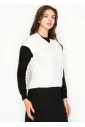 V-Neck Cable White Vest  — Black Side Panels