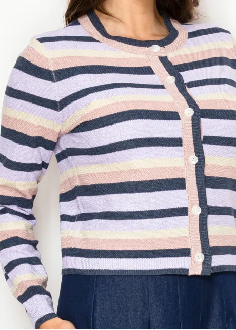 Lavender Stripe Button Front Cardigan
