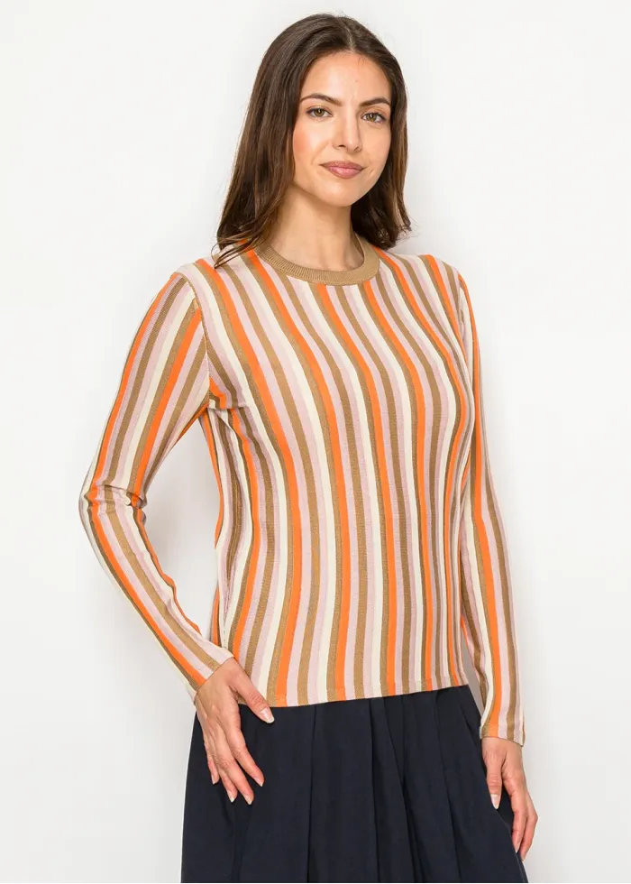 Striped Knit Sweater in Orange