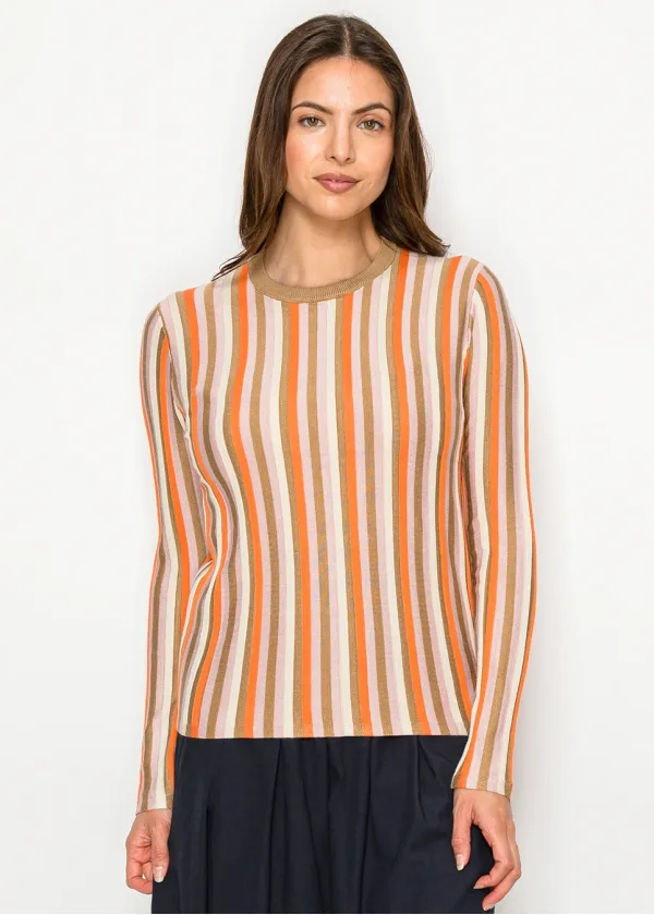 Striped Knit Sweater in Orange