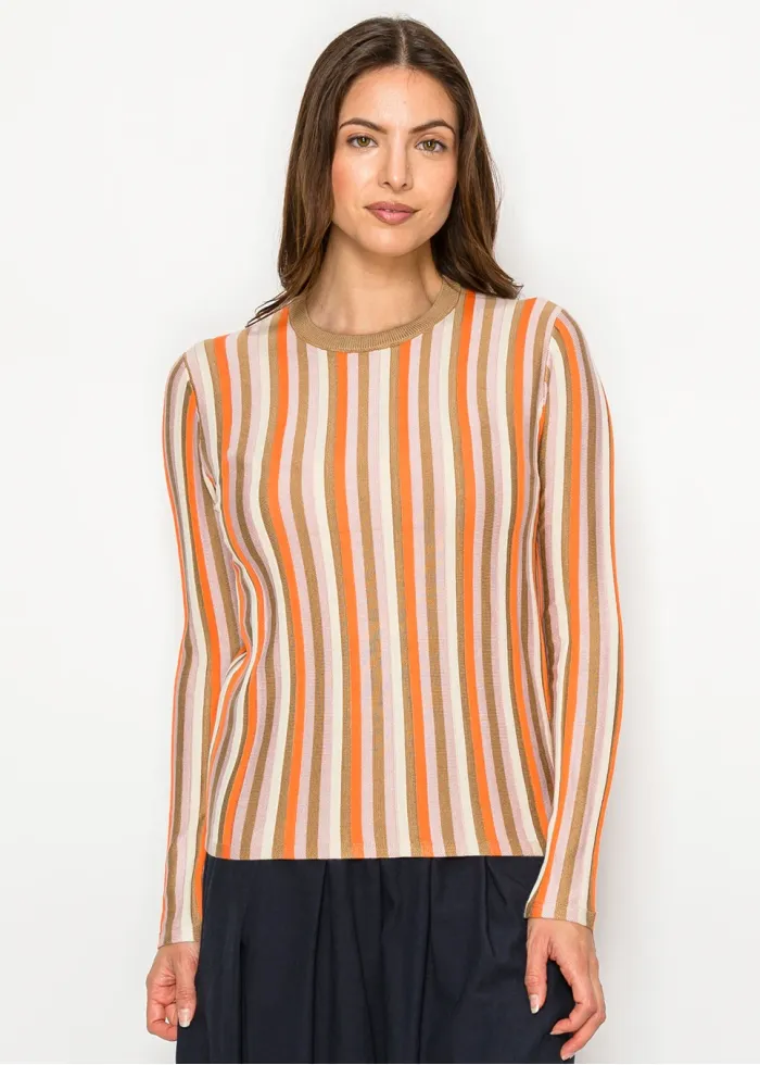 Striped Knit Sweater in Orange