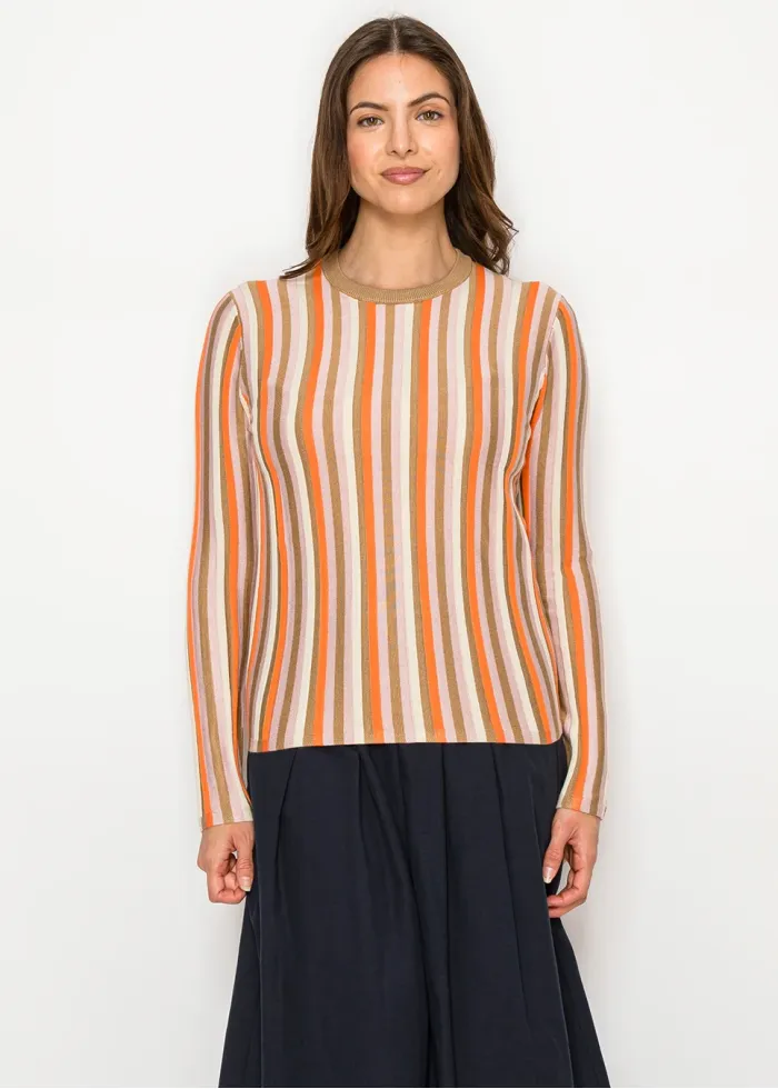 Striped Knit Sweater in Orange