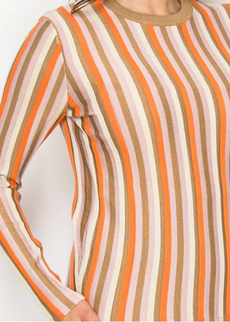 Striped Knit Sweater in Orange
