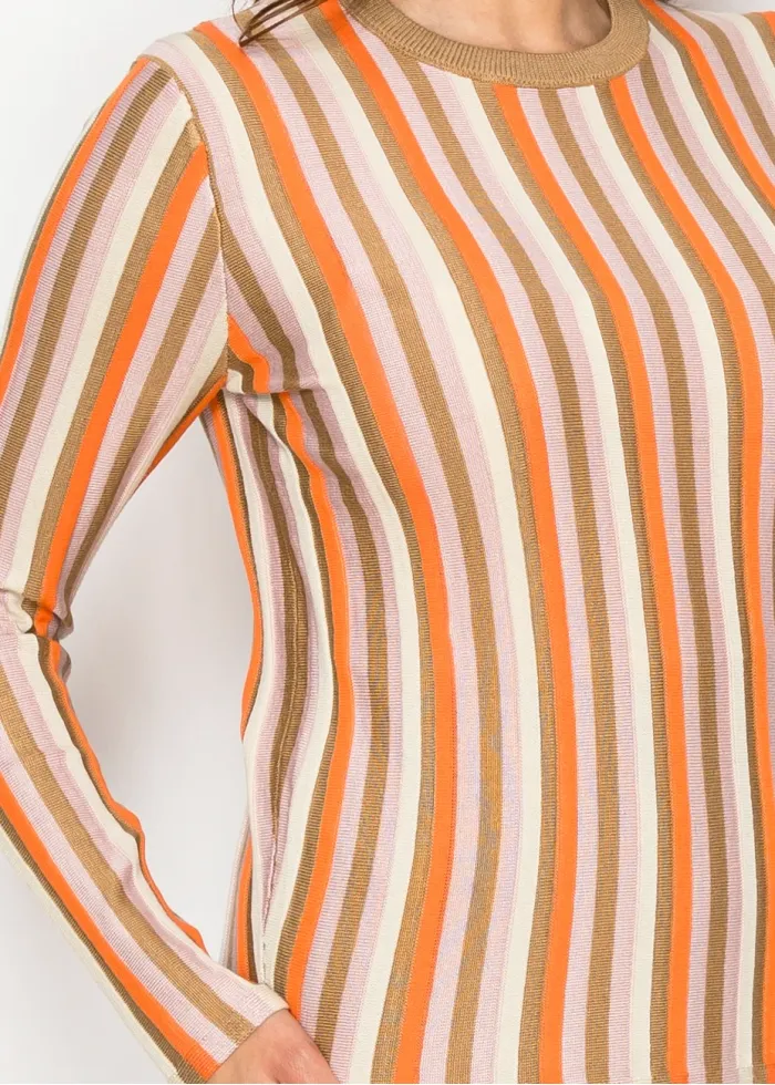 Striped Knit Sweater in Orange