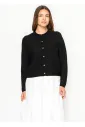 Black Textured Cardigan with Gold Buttons