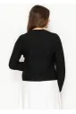 Black Textured Cardigan with Gold Buttons
