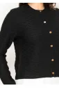 Black Textured Cardigan with Gold Buttons