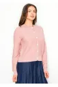 Pink Textured Knit Button Cardigan