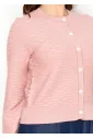 Pink Textured Knit Button Cardigan