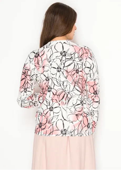 Spring Blush & Black Floral Knit Pullover