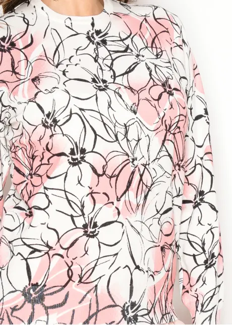 Spring Blush & Black Floral Knit Pullover