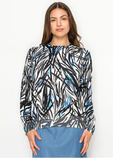 Abstract Black & Blue Knit Pullover