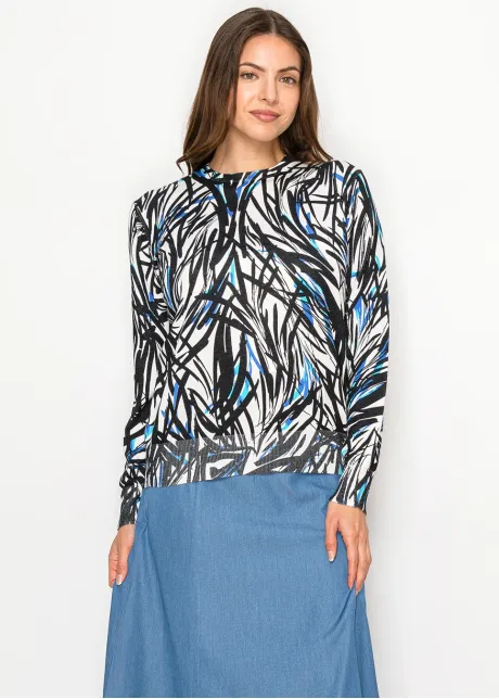 Abstract Black & Blue Knit Pullover