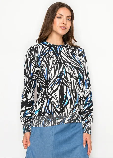 Abstract Black & Blue Knit Pullover