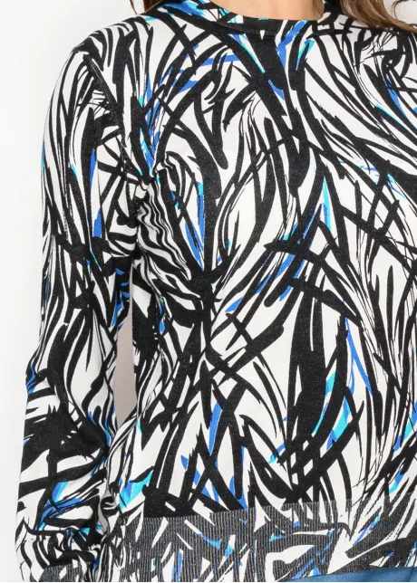 Abstract Black & Blue Knit Pullover