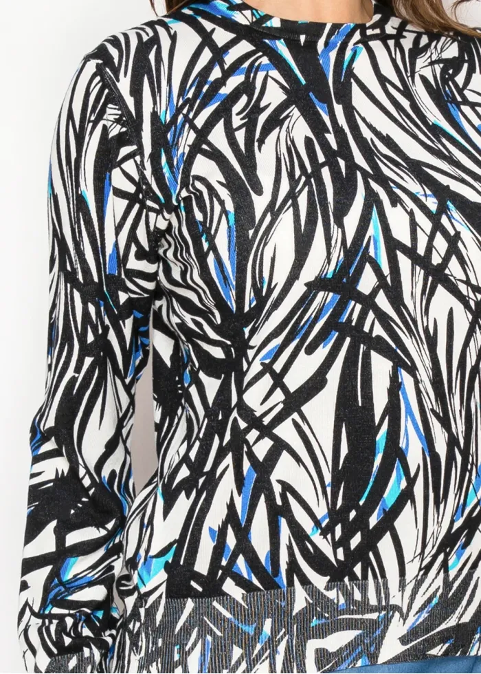 Abstract Black & Blue Knit Pullover