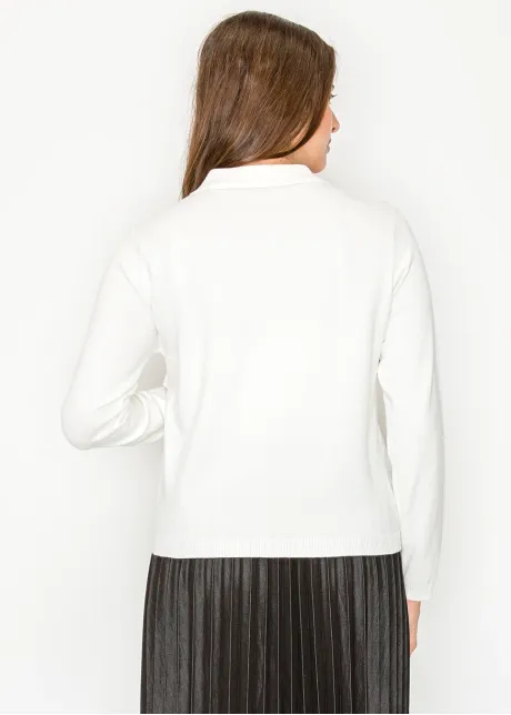 Soft White Cardigan with Blooming Panels