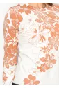 White Sweater with Rust Floral Print