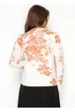 White Sweater with Rust Floral Print