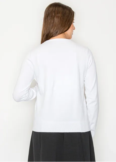 White Flower Detail Everyday Sweater