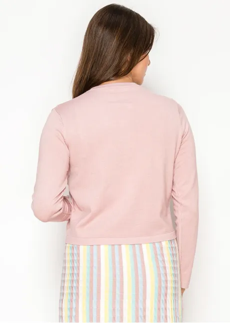 The Soft Blush Cardigan with Floral Detail