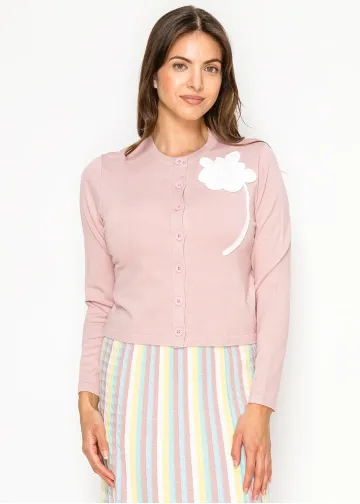 The Soft Blush Cardigan with Floral Detail