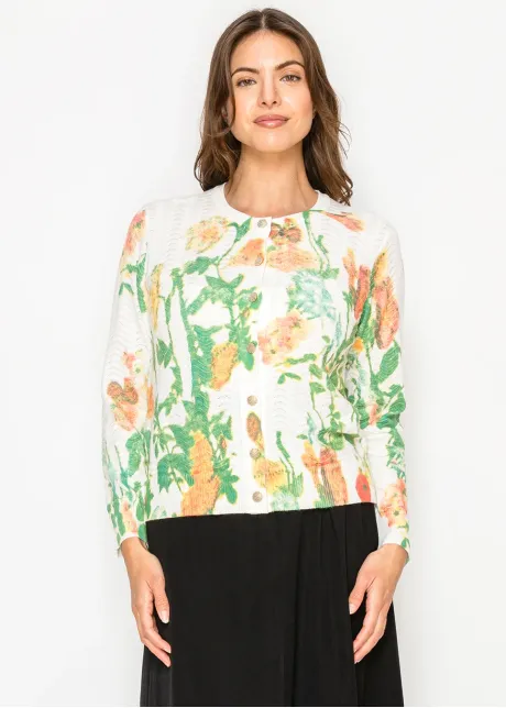 Soft Garden Floral Button Cardigan