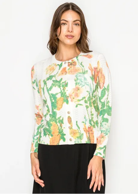 Soft Garden Floral Button Cardigan